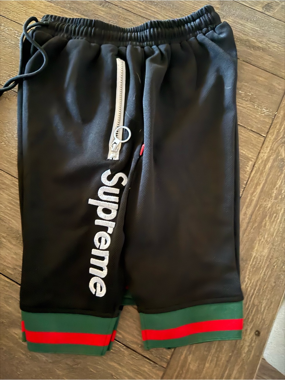 Supreme Black Shorts with Green and Red Trim